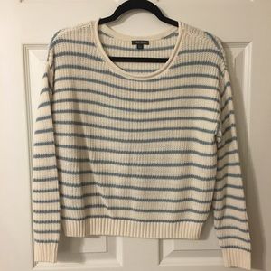 Cream and teal striped sweater